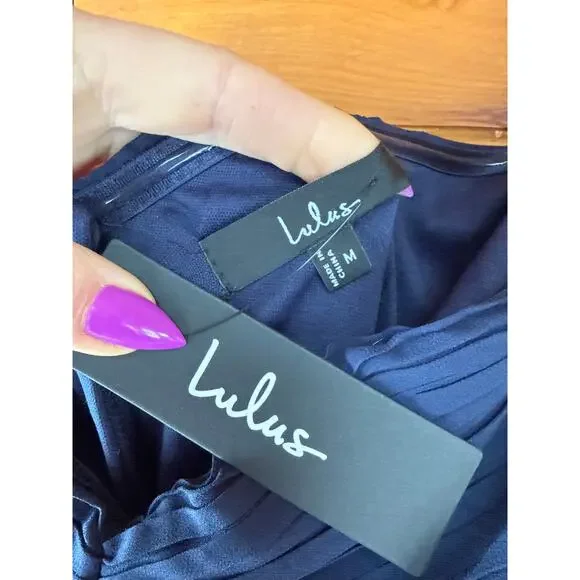 NWT Lulus Seriously Sensational Navy Blue Strapless Tiered Maxi Dress Gala Sz M - Picture 4 of 7